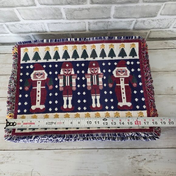 Vintage 12 Tapestry Placemats Nutcracker Santa Homespun Cottage Grandmacore - Picture 3 of 5